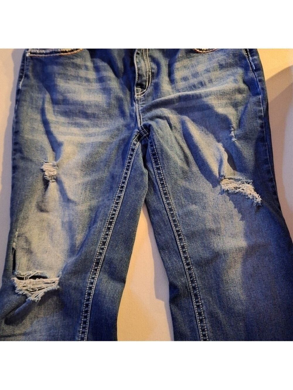 Flamingos Blue Jeans Extra Large Distressed - Picture 3 of 9